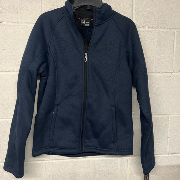 NWT NEW Spyder Men's Outbound Zip Mid Weight Jacket colorblock dark navy black - Picture 3 of 15
